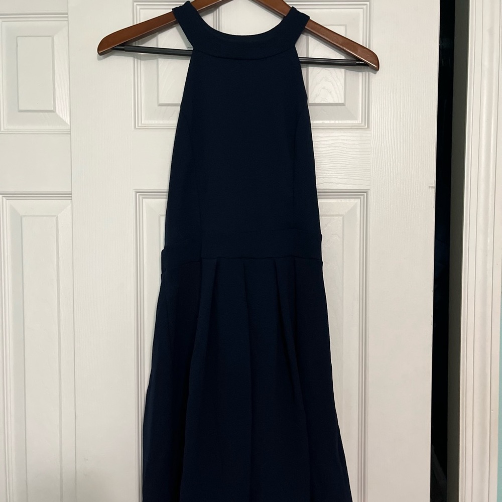 A’GACI NAVY DRESS WITH BOW DETAIL